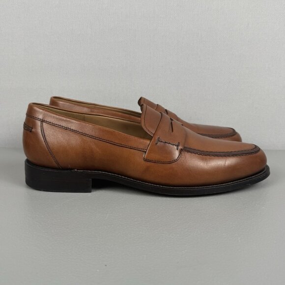 Moral Code Brayson Penny Loafer Shoes Leather Slip On Moc Mens 9 M Cognac 11832 - Picture 1 of 9